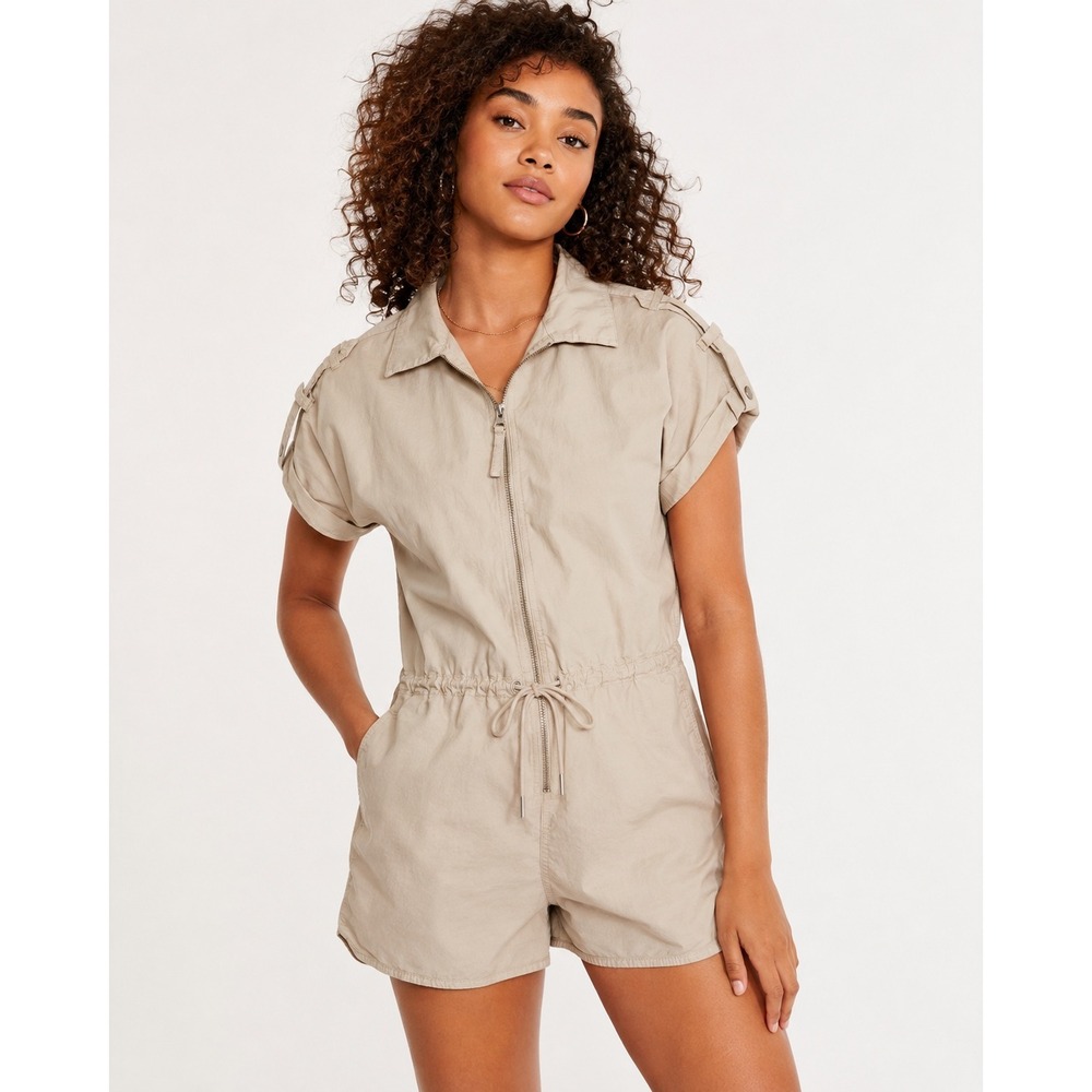 Pistola S Beige Utility Romper Safari Cargo Gorpcore Y2K Streetwear hike Outdoor